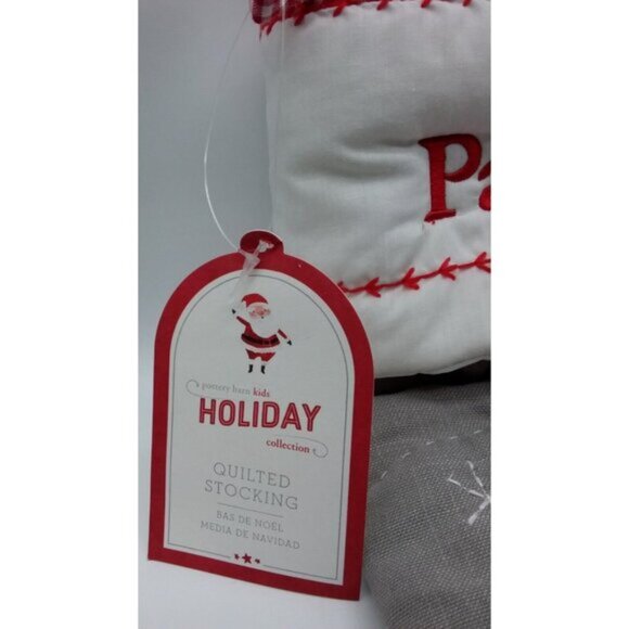 Pottery Barn Kids Parker Stocking Santa in Airplane Holiday Christmas Quilted - Picture 3 of 11